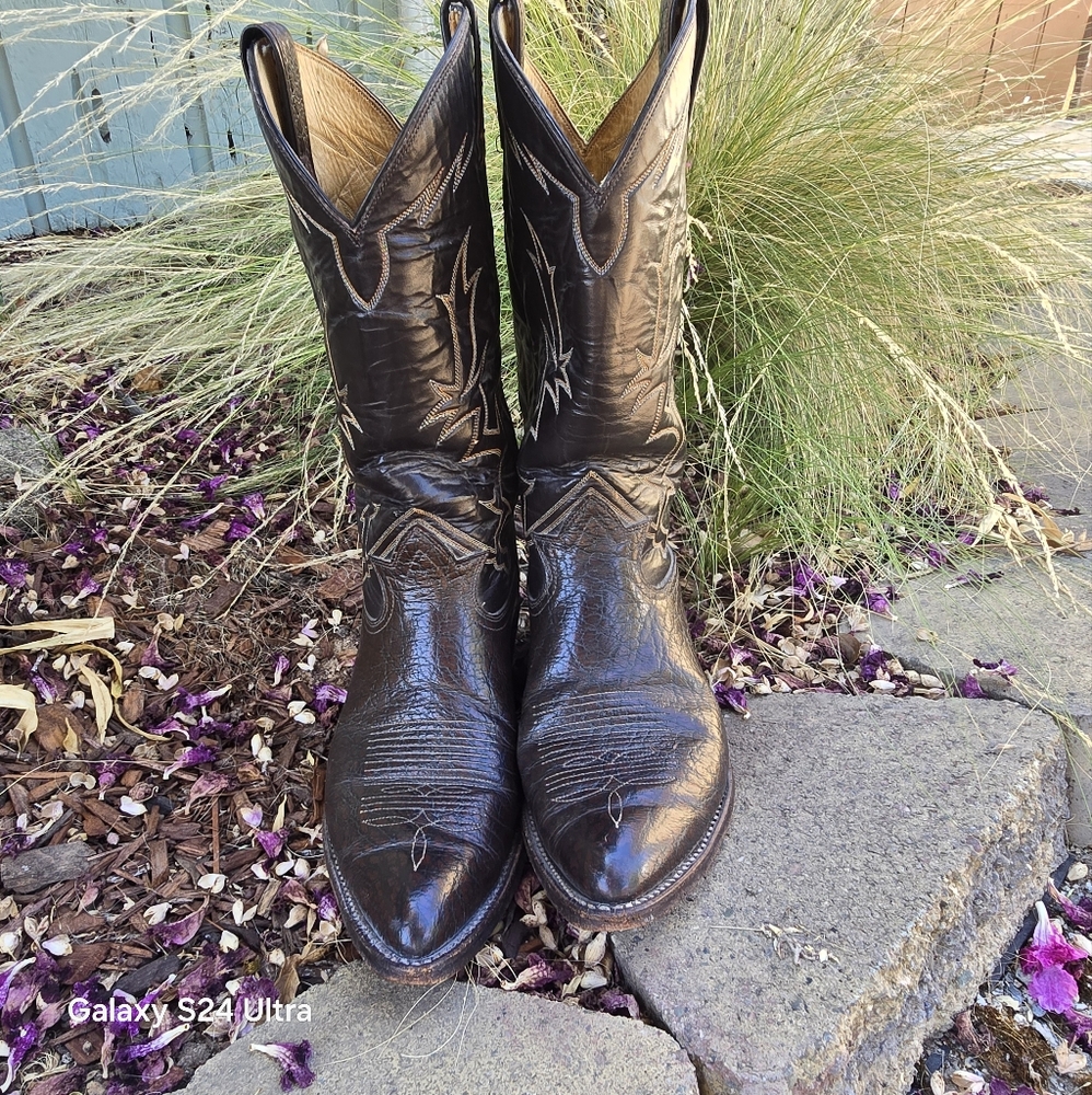TONY LAMA USA 6283 VINTAGE BROWN LEATHER WESTERN COWBOY BOOTS SIZE 9D
